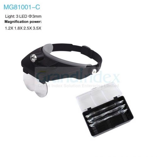 Helmet Magnifier LED Head Light Magnifying Loupe #81001C 4pcs lens