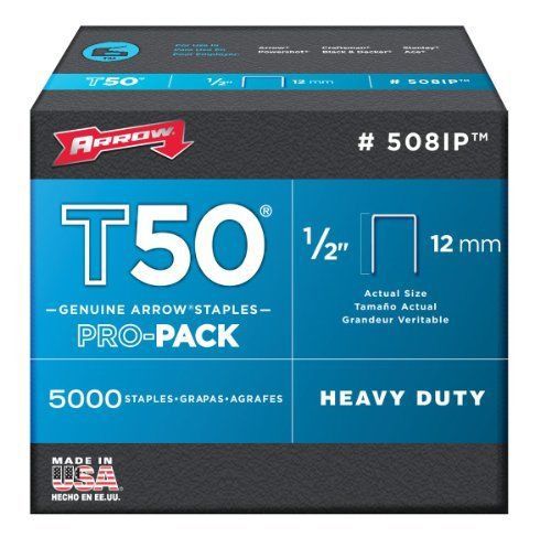 Arrow 508IP Genuine T50 1/2-Inch Staples, 5,000-Pack New