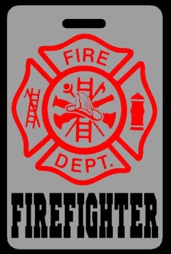 Lo-viz gray firefighter luggage/gear bag tag - free personalization - new for sale