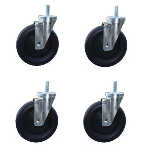 Caster, hard rubber wheel 2 1/2&#034; swivel stem 1 &#034; long,5/16&#034; 18 thred,used,(4 pk) for sale