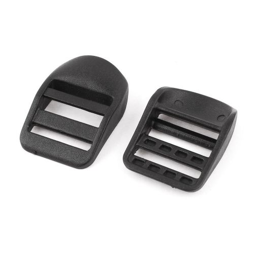 Backpack Black Plastic Duckbill Tension Lock Triglide Slides 2PCS