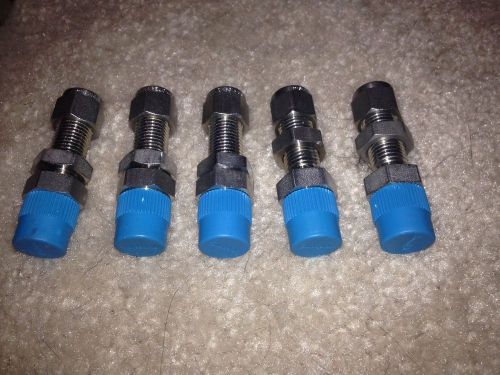 Swagelok 5 each 1/4&#034; x 1/4&#034; MPT Stainless Steel Bulkhead Adapters