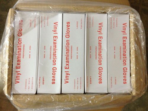 1000 Premium Vinyl Exam Gloves ~ Prepowdered ~ Size Large ~ 10/100 ~ Full Case