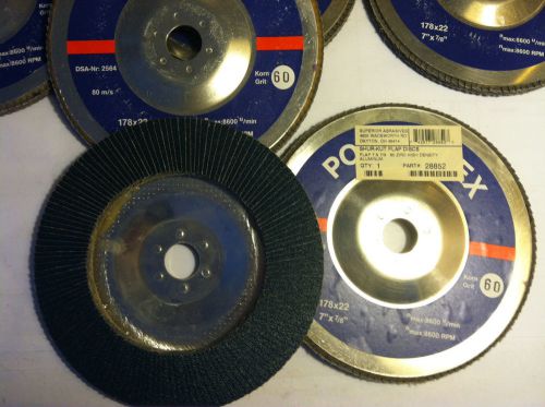 SUPERIOR ABRASIVE INC, 7&#034; X 7/8&#034; 60 GRIT,  ZIRCONIA FLAP DISCS EDP #28852