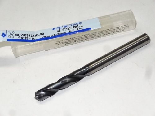 SUMITOMO 5/16&#034; .3125&#034; 3XD MDW03125HGS3 Carbide Oil Coolant-Thru Stub GS-Drill