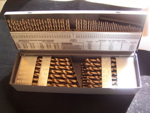 Large colbalt heavy duty jobber 115 pc drill set new in box. n.r. made in usa for sale