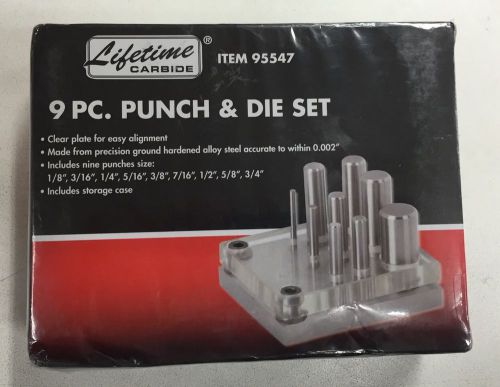 LIFETIME CARBIDE 9 PC PUNCH &amp; DIE SET # 95547 NIB