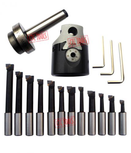 75mm boring head -12 pcs boring bars -mt2 m10 arbor cnc milling lathe tools h62 for sale