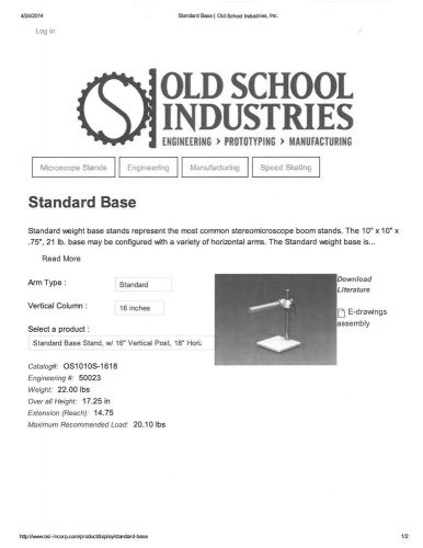 WHS5: Old School Industries PS-2 Boomstand (16&#034; Vertical) - PRICED TO SELL!!