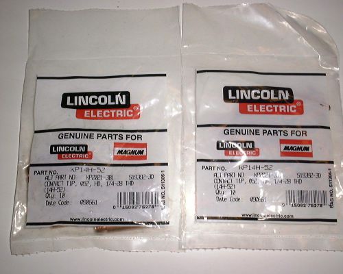 Lot of (20) new lincoln electric, magnum kp 14h-52 replacement mig gun tips for sale