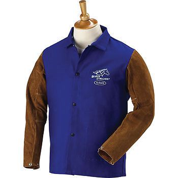 Revco Hybrid FRB9-30C/BS 30&#034; 9oz. Blue/Brn FR Cotton/Cowhide Jacket, X-Large