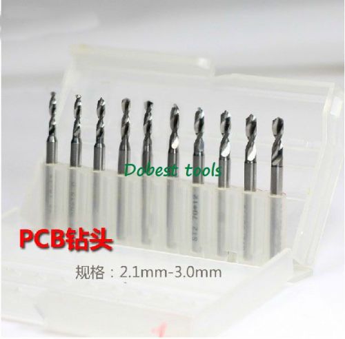 10pcs/set 2.1-3.0mm Drill Bit Carbide PCB Drill Carbide Micro Bits 1/8&#034;