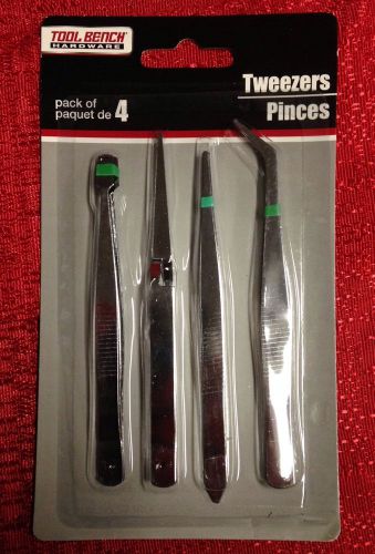 4pc Precision Stainless Steel Tweezers Forceps Electronics Beading Hobby Repair