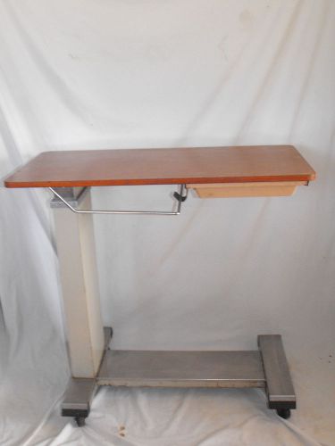 Old Used Citadel Hospital Adjustable Overbed Food Server Medical Rolling Table