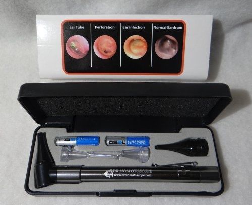 Ear Wax Curettes+Third Generation Dr Mom Slimline Stainless LED Pocket Otoscope