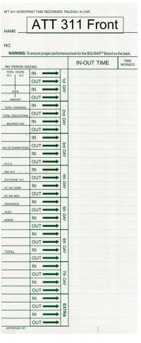 Time Card Acroprint ATT-310 Box of 1000