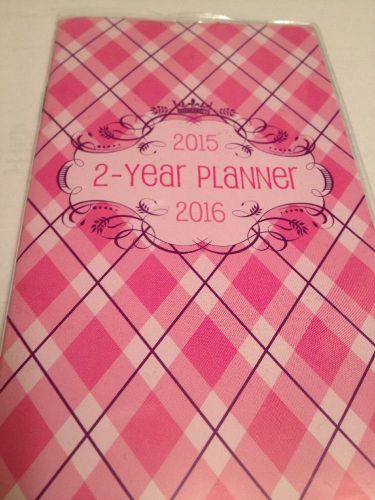 New 2 Year 2015-2016 Pocket Monthly Planner Calendar Organizer Preppy Plaid Pink
