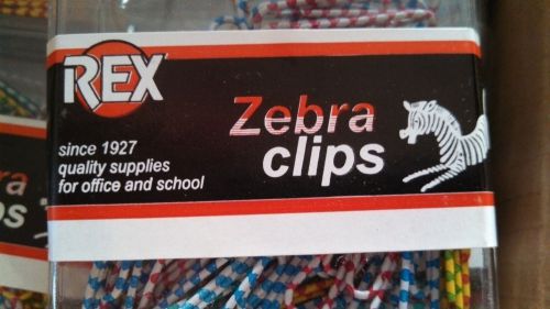 Rex zebra paper clips 1 1/4&#034; standard mixed color 200 new for sale