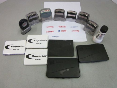 Office rubber stamps and ink pads posted, fax, copy, paid, completed, received for sale