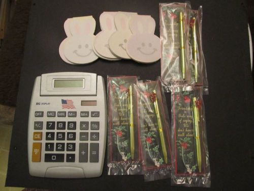 Pens calculator post it pads assortment