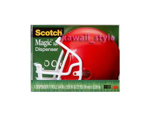 RED Football Helmet * 3M Scotch Magic Tape Dispenser + 1 Roll * Refillable * NEW