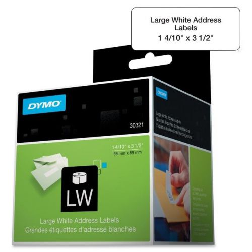 DYMO 30321 LABEL, WHITE 1-4/10&#034; x 3-1/2&#034;,