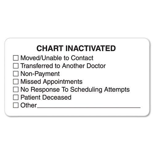 &#034;chart inactivated&#034; medical labels, 1-3/4 x 3-1/4, white, 250/roll for sale