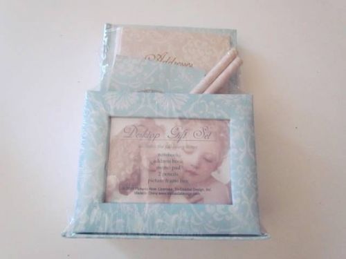 NIB Angel Desktop Gift Set Blue and Pink Notebook Address Book Memo Pad 2 Pencil