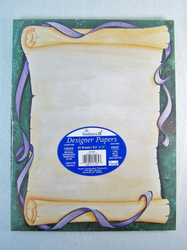 NEW&amp;SEALED!~SONBURN II~SCROLL DESIGNER PRINTER PAPER~25 COUNT SHEET PACK~8.5x11&#034;