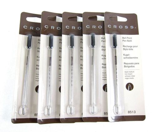 Lot of 5 Cross Ball-Point Pen Refill - Black Medium - 8513 ^