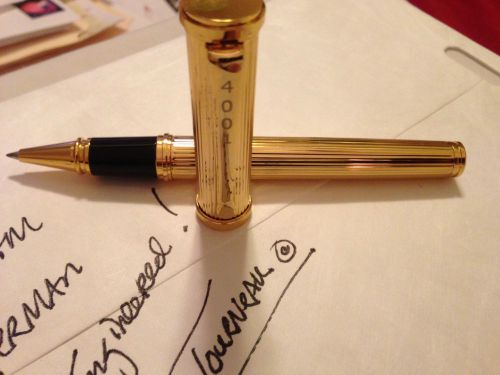 TOURNEAU N.Y. GOLD 18KTGP ROLLERBALL PEN W/NEW GERMAN INK REFILL SOLD 1992 $399,