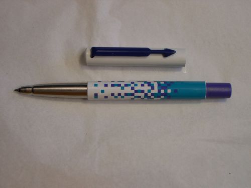 Parker Pen Unique Turquoise and Purple Checkered (Squares) Rollerball Pen