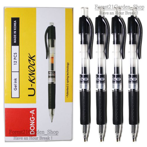 x12pcs Dong-A U-Knock Gel Ink Black 0.7mm Rollerball Pen 12pcs