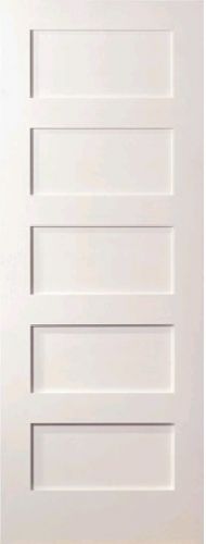 5 Panel Flat Mission Shaker Primed Stile &amp; Rail Solid Core Wood Doors - Prehung