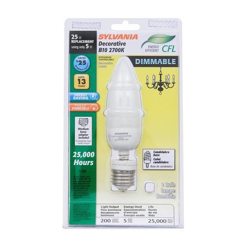 SYLVANIA 25-Watt Equivalent Soft White CFL Chandelier Bulb