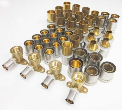 Lot of 45 assorted hydro flex pex al pex press fittings for sale