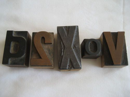 Lot of 5 Wood Letterpress Block Stamps