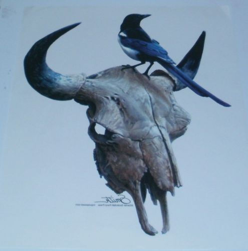 BLUE BIRD ANIMAL SKULL IRON ON PRINT T-SHIRT HEAT TRANSFER NEW