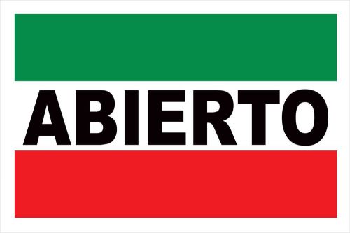 Abierto Vinyl Sign Banner /grommets 2ft x 3ft made in USA rv23