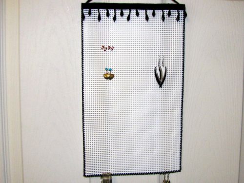 Hanging Earring Holder  BLACK on WHITE  Longer