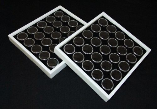 2 pack gem tray stackable 25 space black foam &amp; white trays for sale