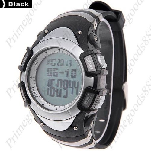 Water Proof Digital Unisex Barometer Altimeter Thermometer Wristwatch Black