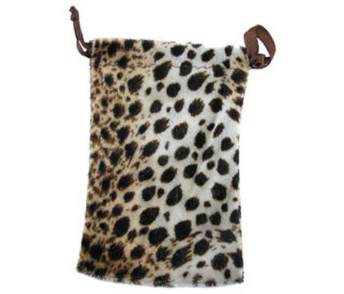 LOT OF 12  LEOPARD DRAWSTRING POUCH GIFT BAGS