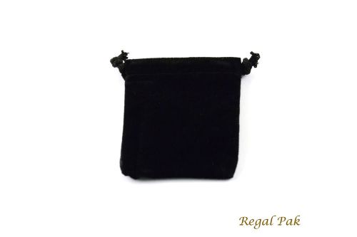 12 Pieces (One Dozen) Black Velvet Drawstring Pouch 2 3/4&#034; X 3&#034;