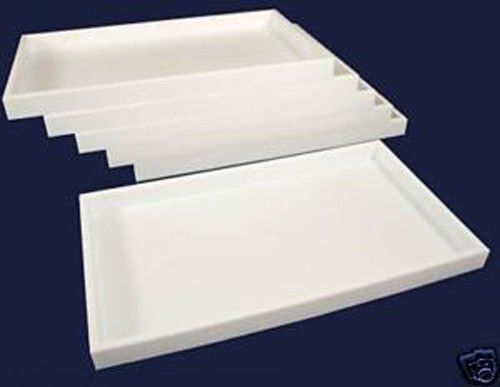 6pc white plastic stackable storage display trays for sale