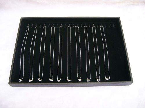 14&#034; Large Jewelry Display Necklace Chains Bracelet Tray Black Velvet 20 Hooks