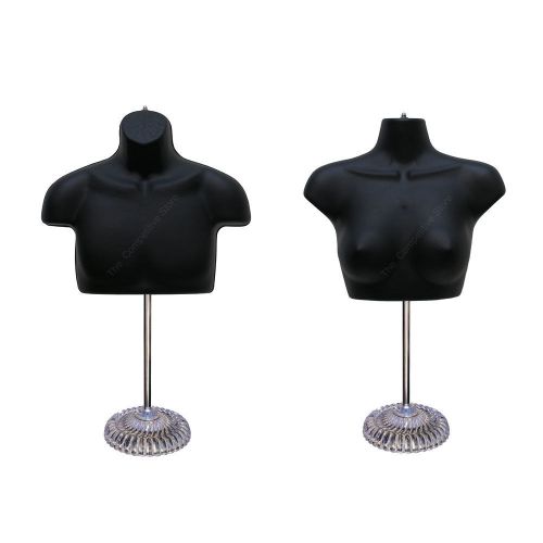 Black Male Female With Economic Plastic Base Mannequin Forms Set - Upper Torso