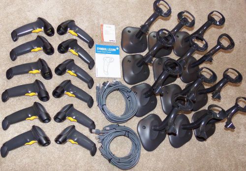 LOT 12 Motorola Symbol BLACK LS2208 BarCode Scanner KIT w USB Cable &amp; Stand Refu