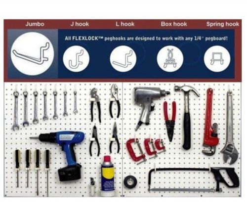 80 mix assorted locking peg board hooks white fits 1/4&#034; pegboard part # 1 sd* for sale