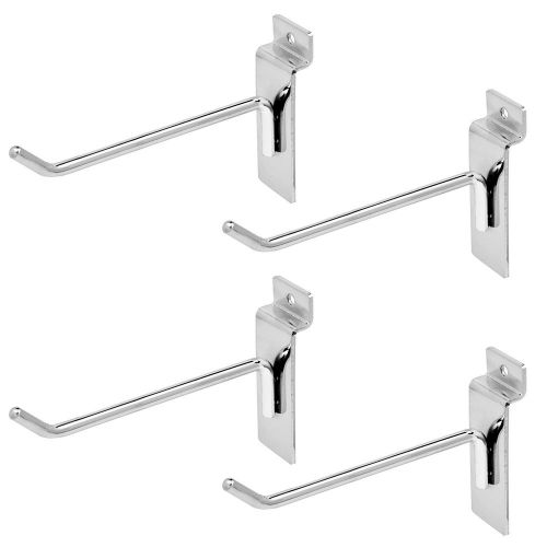 Slatwall Hooks 6-inch Chrome 4-pack Store Display Garage Slat Wall _267-08_6x4